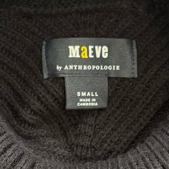 MAEVE by ANTHROPOLOGIE Cropped Turtleneck Sweater Black Small - Picture 3 of 8